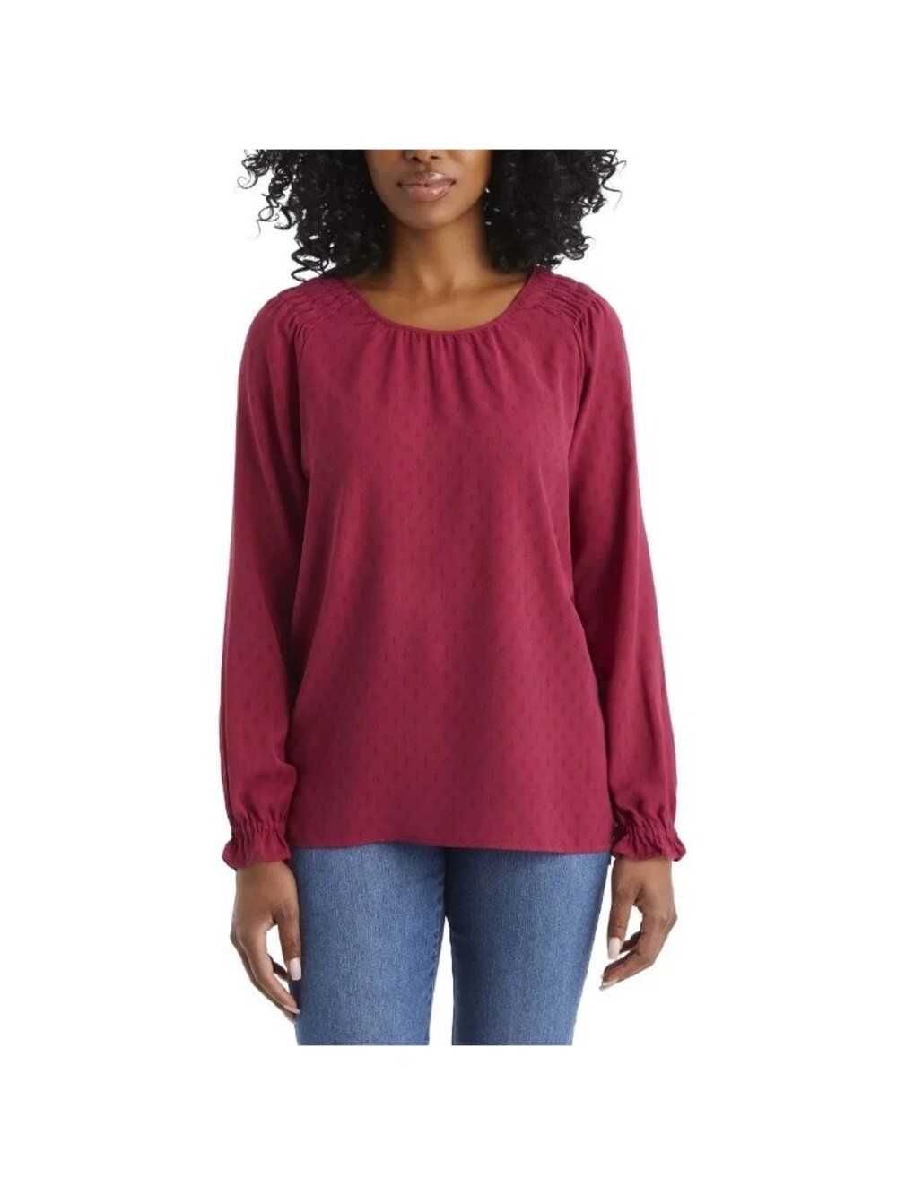 NWT Jessica Simpson Women's XL Burgundy Long Sleeve Blouse 100% Polyester B0914